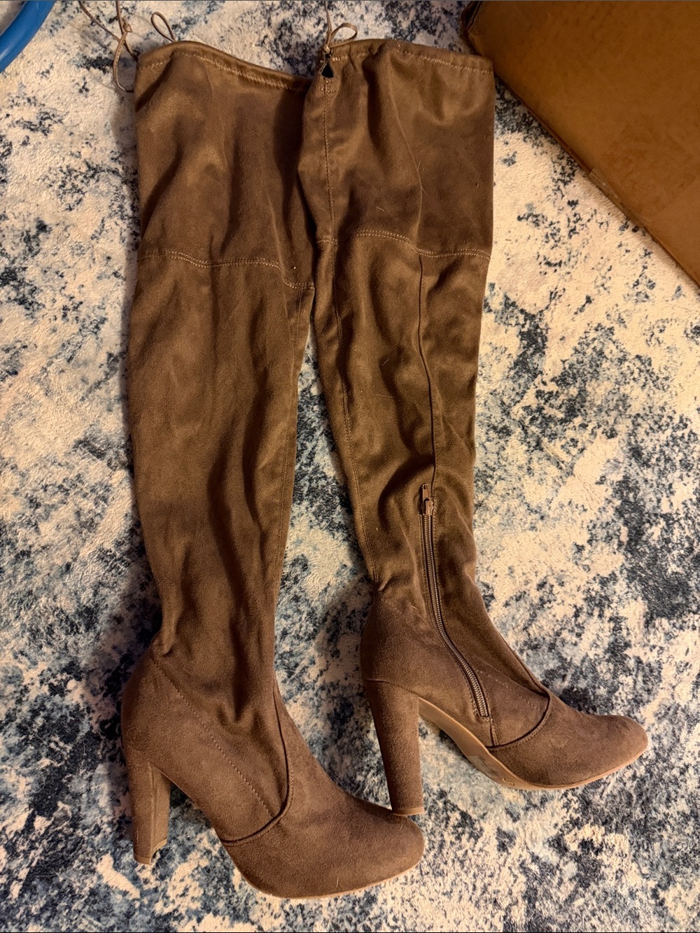 Women's Over-the-Knee High Heel Boots - Brown Suede